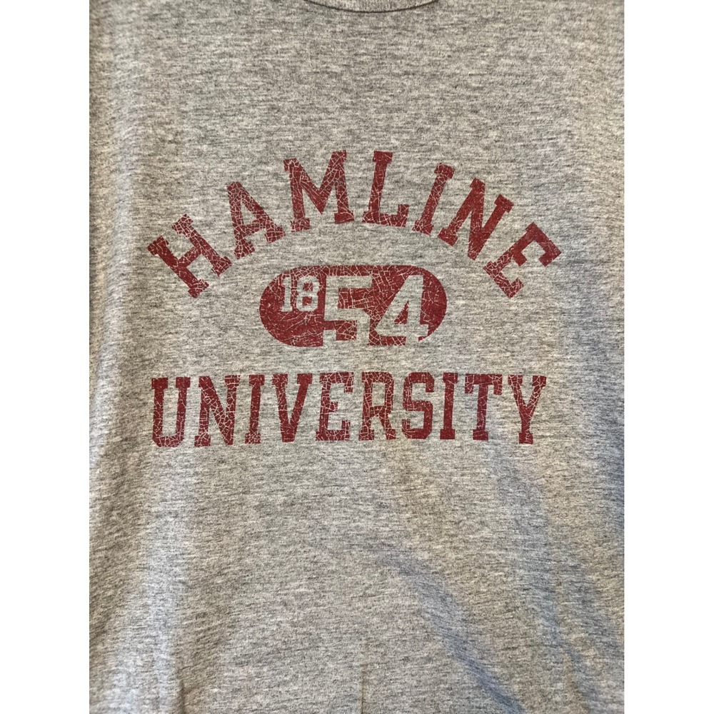 Champion Mens Hamline University Graphic T-Shirt Gray Short Sleeve Medium M